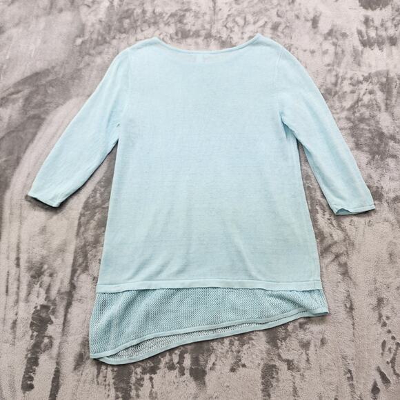 J.Jill Pure Jill Sweater Women S Blue Linen Blend Long Sleeve Layered Knit Tunic - Picture 2 of 10